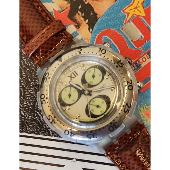 Swatch watch OVERBOARD SBK105 1995 AquaChrono New old stock - Picture 7 of 11